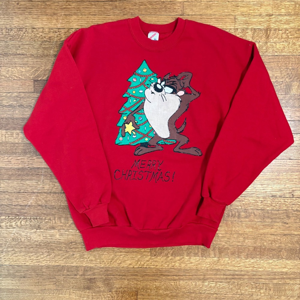 Vintage Jerzees Looney Tunes Taz Tasmanian Devil‎ Christmas Sweatshirt XL